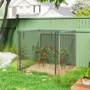 4' x 4' Crop Cage, Plant Protection Tent with Zippered Door and Galvanized Steel Frame, Fruit Cage Netting Cover for Garden, Yard, Lawn, Black