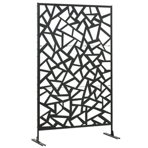 Decorative Garden Privacy Screen with Stand, 6.5FT Freestanding Metal Outdoor Divider, Decorative Privacy Panel with Expansion Screws for Garden Pool Hot Tub, Irregular Figure Style, Black