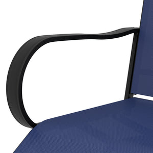 Outdoor Bar Stools with Armrests, Set of 2 360° Swivel Bar Height Patio Chairs with High-Density Mesh Fabric, Steel Frame Dining Chairs for Balcony, Poolside, Backyard, Navy Blue