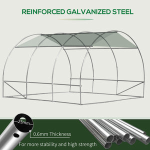 10' x 10' x 6.5' Walk-in Tunnel Hoop Greenhouse, Polyethylene PE Cover, Steel Frame, Roll-Up Zipper Door & Windows for Flowers, Vegetables, Tropical Plants, Green