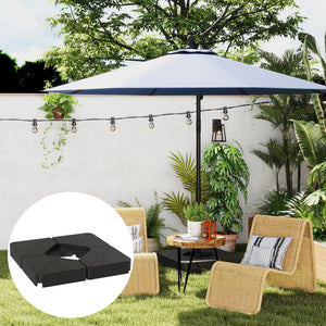 Umbrella Weights for Cantilever Parasols, Set of 4 Heavy Duty Parasol Base Weights, 64kg Sand or 55kg Water Filled, Black