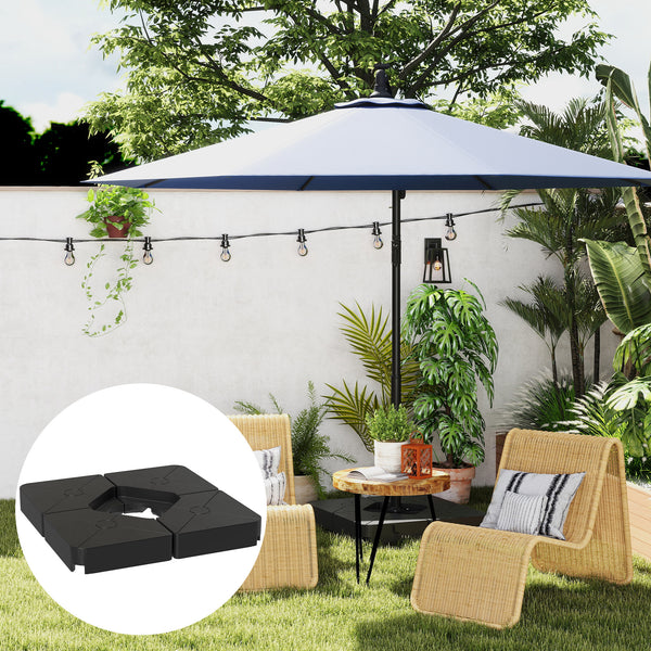 Umbrella Weights for Cantilever Parasols, Set of 4 Heavy Duty Parasol Base Weights, 64kg Sand or 55kg Water Filled, Black