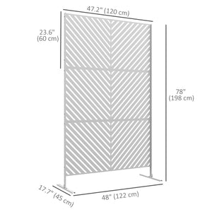 Metal Outdoor Privacy Screen, Decorative Outdoor Divider with Stand and Expansion Screws, Freestanding Privacy Panel for Garden, Backyard, Deck, Triangle Style, White