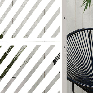 Metal Outdoor Privacy Screen, Decorative Outdoor Divider with Stand and Expansion Screws, Freestanding Privacy Panel for Garden, Backyard, Deck, Triangle Style, White