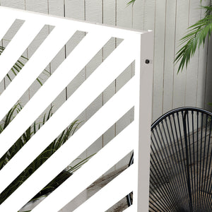 Metal Outdoor Privacy Screen, Decorative Outdoor Divider with Stand and Expansion Screws, Freestanding Privacy Panel for Garden, Backyard, Deck, Triangle Style, White