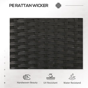 2-Seat Patio Furniture with Tea Table, Outdoor PE Rattan Wicker Loveseat with Padded Cushions and Tempered Glass Top for Garden, Porch, Poolside, Black