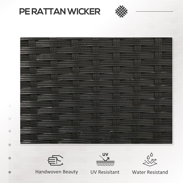2-Seat Patio Furniture with Tea Table, Outdoor PE Rattan Wicker Loveseat with Padded Cushions and Tempered Glass Top for Garden, Porch, Poolside, Black