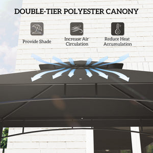 8' x 5' Grill Gazebo, 2-Tier Outdoor BBQ Gazebo with 2 Side Shelves, Storage Baskets and Ceiling Hook for Patio Deck Yard, Dark Gray