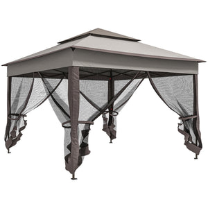 3 x 3(m) Pop Up Gazebo, Marquee Party Tent with Double Tier Roof, Netting and Carry Bag, Event Shelter for Outdoor Patio, Light Grey