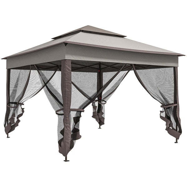 3 x 3(m) Pop Up Gazebo, Marquee Party Tent with Double Tier Roof, Netting and Carry Bag, Event Shelter for Outdoor Patio, Light Grey