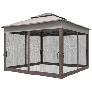 3 x 3(m) Pop Up Gazebo, Marquee Party Tent with Double Tier Roof, Netting and Carry Bag, Event Shelter for Outdoor Patio, Light Grey