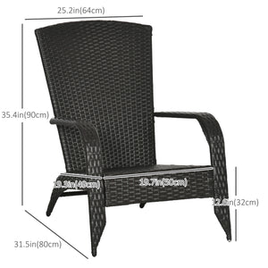 Patio Wicker Adirondack Chair, PE Rattan Outdoor Muskoka Chair, Fire Pit Chair with Cushions for Patio, Garden, Backyard, Poolside, Balcony, Deck, Cream White