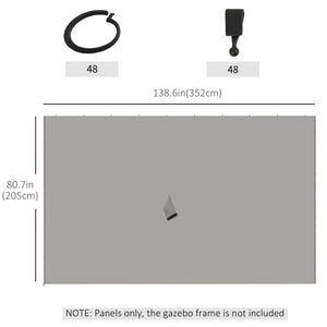 Replacement Gazebo Curtains with Zipper, 4-Panel Universal Gazebo Privacy Sidewall for Most 10' x 13' Gazebo Canopy Pavillion, Hooks/C-Rings Included, Grey