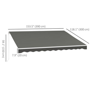 13' x 10' Electric Awning, Retractable Awning Sun Shade Shelter with Remote Controller, Manual Crank Handle and Aluminum Frame, for Deck, Balcony, Yard, Light Grey