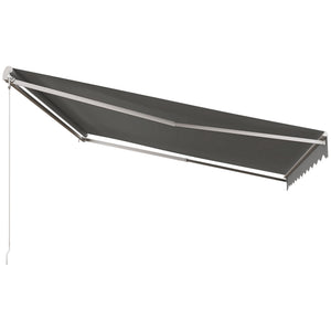 13' x 10' Electric Awning, Retractable Awning Sun Shade Shelter with Remote Controller, Manual Crank Handle and Aluminum Frame, for Deck, Balcony, Yard, Light Grey