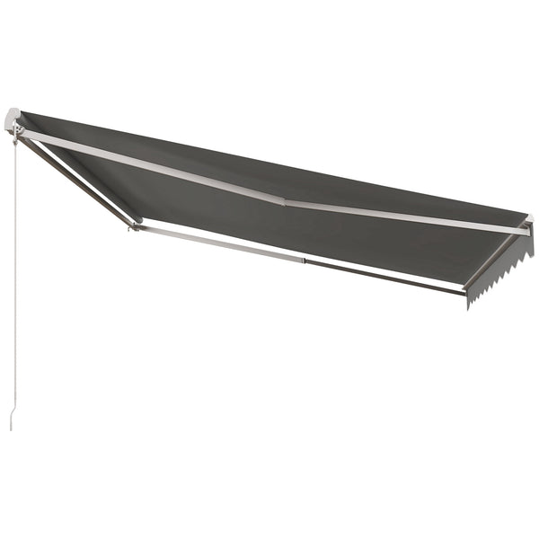 13' x 10' Electric Awning, Retractable Awning Sun Shade Shelter with Remote Controller, Manual Crank Handle and Aluminum Frame, for Deck, Balcony, Yard, Light Grey