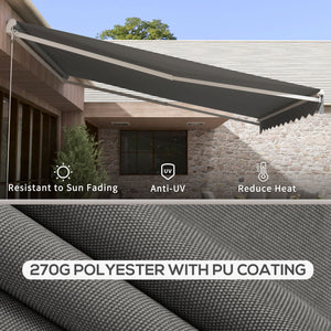 13' x 10' Electric Awning, Retractable Awning Sun Shade Shelter with Remote Controller, Manual Crank Handle and Aluminum Frame, for Deck, Balcony, Yard, Light Grey