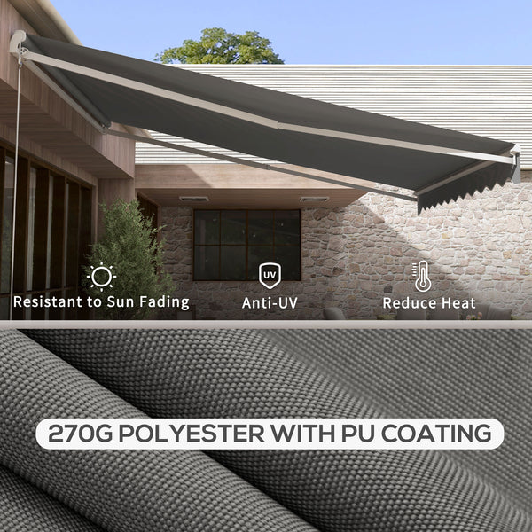 13' x 10' Electric Awning, Retractable Awning Sun Shade Shelter with Remote Controller, Manual Crank Handle and Aluminum Frame, for Deck, Balcony, Yard, Light Grey