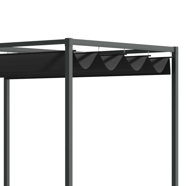 10' x7' Patio Pergola with Retractable Canopy, Outdoor Sun Shelter, Yard Shade, Black