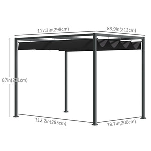 10' x7' Patio Pergola with Retractable Canopy, Outdoor Sun Shelter, Yard Shade, Black