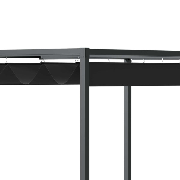10' x7' Patio Pergola with Retractable Canopy, Outdoor Sun Shelter, Yard Shade, Black