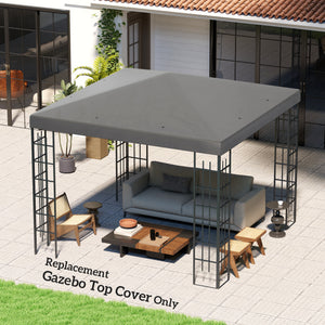 3 x 3(m) Gazebo Canopy Replacement Cover, Garden Gazebo Roof Replacement with Drain Holes, Water Resistant PVC Coating, 370g/㎡, UPF30+, TOP COVER ONLY, Grey