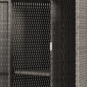 Wicker Outdoor Storage Cabinet with Shelves, 2-Door Rattan Pool Towel Storage Cabinet with Drawer & Removable Shelf, Pool Storage Organizer for Garden, Porch, Dark Grey