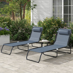 Outsunny Folding Chaise Lounge Pool Chair, Patio Sun Tanning Chair, Outdoor Lounge Chair with 4-Position Reclining Back, Breathable Mesh Seat for Beach, Yard, Patio, Gray
