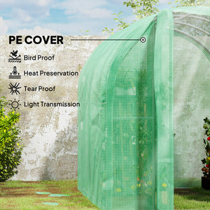 3 x 2 x 2m Polytunnel Greenhouse with Hinged Door, Walk-in Grow House Tent with PE Cover and Galvanised Steel Frame, Green