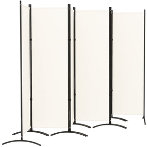 6 Panel Folding Outdoor Privacy Screen, 5.7FT Tall Room Divider with UV30+ Protection, Freestanding Privacy Panel Partition with Stable Base for Indoor Outdoor, Beige