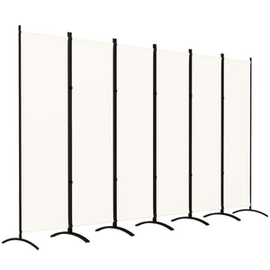 6 Panel Folding Outdoor Privacy Screen, 5.7FT Tall Room Divider with UV30+ Protection, Freestanding Privacy Panel Partition with Stable Base for Indoor Outdoor, Beige