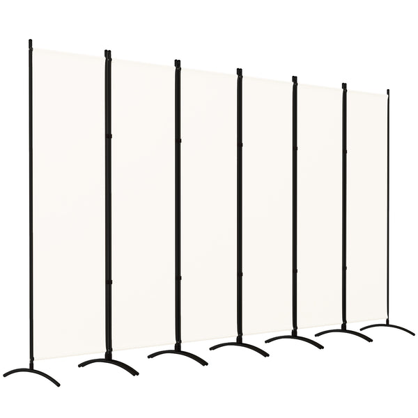 6 Panel Folding Outdoor Privacy Screen, 5.7FT Tall Room Divider with UV30+ Protection, Freestanding Privacy Panel Partition with Stable Base for Indoor Outdoor, Beige
