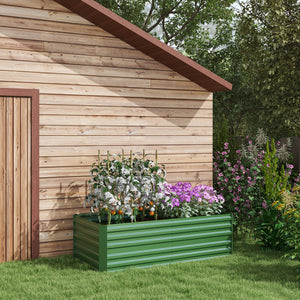 Raised Beds for Garden, Galvanised Steel Outdoor Planters with Multi-reinforced Rods for Vegetables, Plants, Flowers and Herbs, 180 x 90 x 59 cm, Green