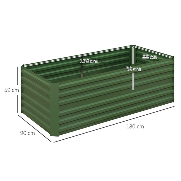 Raised Beds for Garden, Galvanised Steel Outdoor Planters with Multi-reinforced Rods for Vegetables, Plants, Flowers and Herbs, 180 x 90 x 59 cm, Green