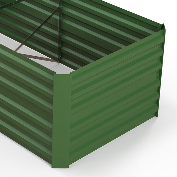 Raised Beds for Garden, Galvanised Steel Outdoor Planters with Multi-reinforced Rods for Vegetables, Plants, Flowers and Herbs, 180 x 90 x 59 cm, Green