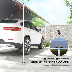 10' x 20' Carport Heavy Duty Galvanized Car Canopy with Included Anchor Kit, 3 Reinforced Steel Cables, Grey