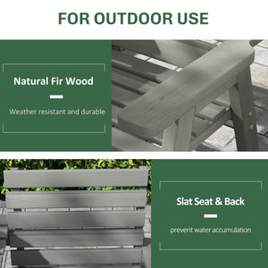 2 Seater Wooden Garden Bench with Convertible Middle Table, Outdoor Three-Seater Bench for Patio, Park, Porch, Grey