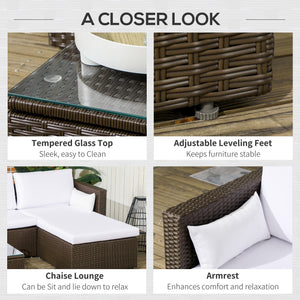 3-Piece Patio Furniture Set Modern Sectional Sofa Rattan Chair Wicker Conversation Set Outdoor Hand Woven Rattan Wicker Furniture Patio Coffee Table Sofa Set, White