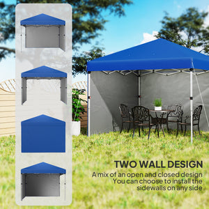3 x 3 (M) Pop Up Gazebo, UPF 30+ with 2 Sidewalls, Leg Weight Bags and Wheeled Bag, Height Adjustable Party Tent Event Shelter for Garden, Patio, Blue