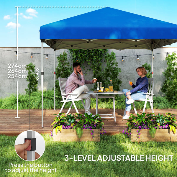 3 x 3 (M) Pop Up Gazebo, UPF 30+ with 2 Sidewalls, Leg Weight Bags and Wheeled Bag, Height Adjustable Party Tent Event Shelter for Garden, Patio, Blue