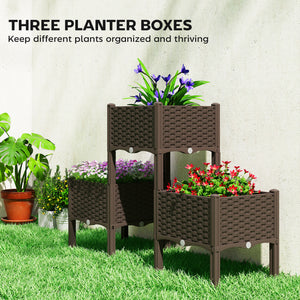 Plastic Raised Garden Bed with Legs, Self Watering Elevated Planter Boxes with Drainage Holes and Plugs, Easy Assembly Outdoor Planter Box for Patio Yard Balcony, Vegetables, Flowers, Herbs
