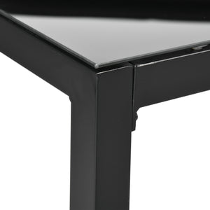 Rectangular Outdoor Dining Table for 8 People with Tempered Glass Top and Aluminum Frame, Black 70.9" x 31.5" x 28.3"