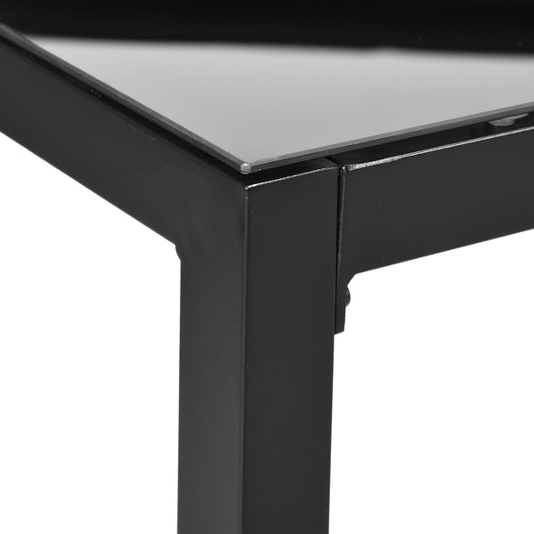 Rectangular Outdoor Dining Table for 8 People with Tempered Glass Top and Aluminum Frame, Black 70.9" x 31.5" x 28.3"