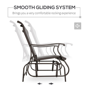 2-Person Outdoor Glider Chair, Patio Glider Rocking Chair with Mesh Seat and Backrest, Steel Frame for Outdoor, Backyard, Dark Grey