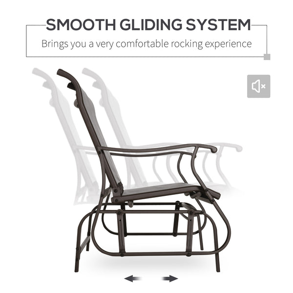2-Person Outdoor Glider Chair, Patio Glider Rocking Chair with Mesh Seat and Backrest, Steel Frame for Outdoor, Backyard, Dark Grey
