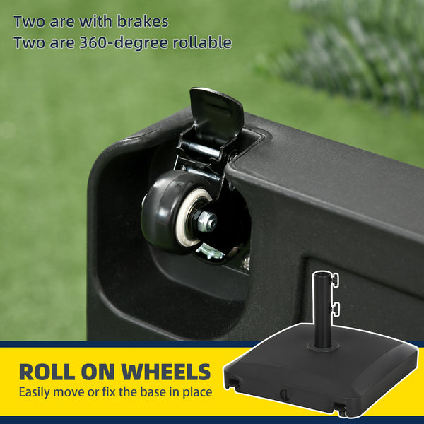 Patio Umbrella Base with Wheels, 66 lb Heavy Duty Filled Umbrella Stand, Market Umbrella Base Holder for Outdoor, Garden, Backyard, Black