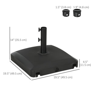 Patio Umbrella Base with Wheels, 66 lb Heavy Duty Filled Umbrella Stand, Market Umbrella Base Holder for Outdoor, Garden, Backyard, Black