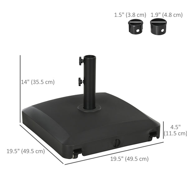 Patio Umbrella Base with Wheels, 66 lb Heavy Duty Filled Umbrella Stand, Market Umbrella Base Holder for Outdoor, Garden, Backyard, Black