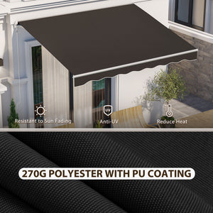 10' x 8' Electric Awning, Retractable Awning Sun Shade Shelter with Remote Controller, Manual Crank Handle and Aluminum Frame, for Deck, Balcony, Yard, Black