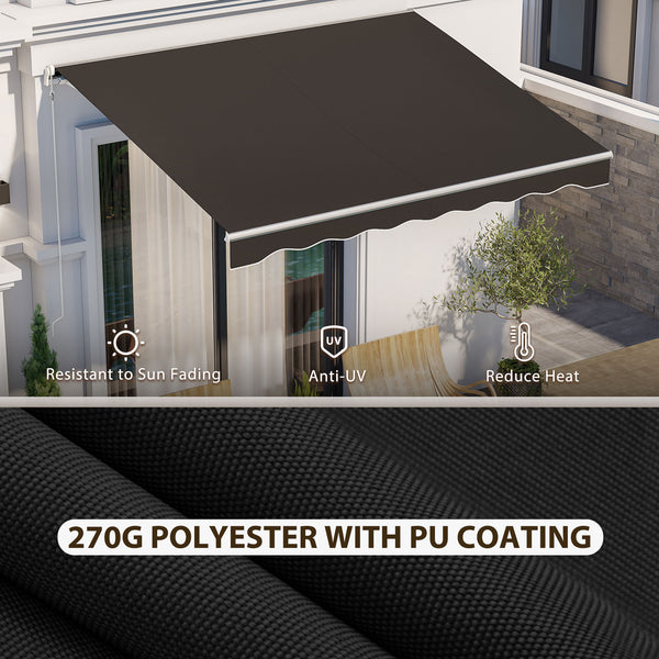 10' x 8' Electric Awning, Retractable Awning Sun Shade Shelter with Remote Controller, Manual Crank Handle and Aluminum Frame, for Deck, Balcony, Yard, Black